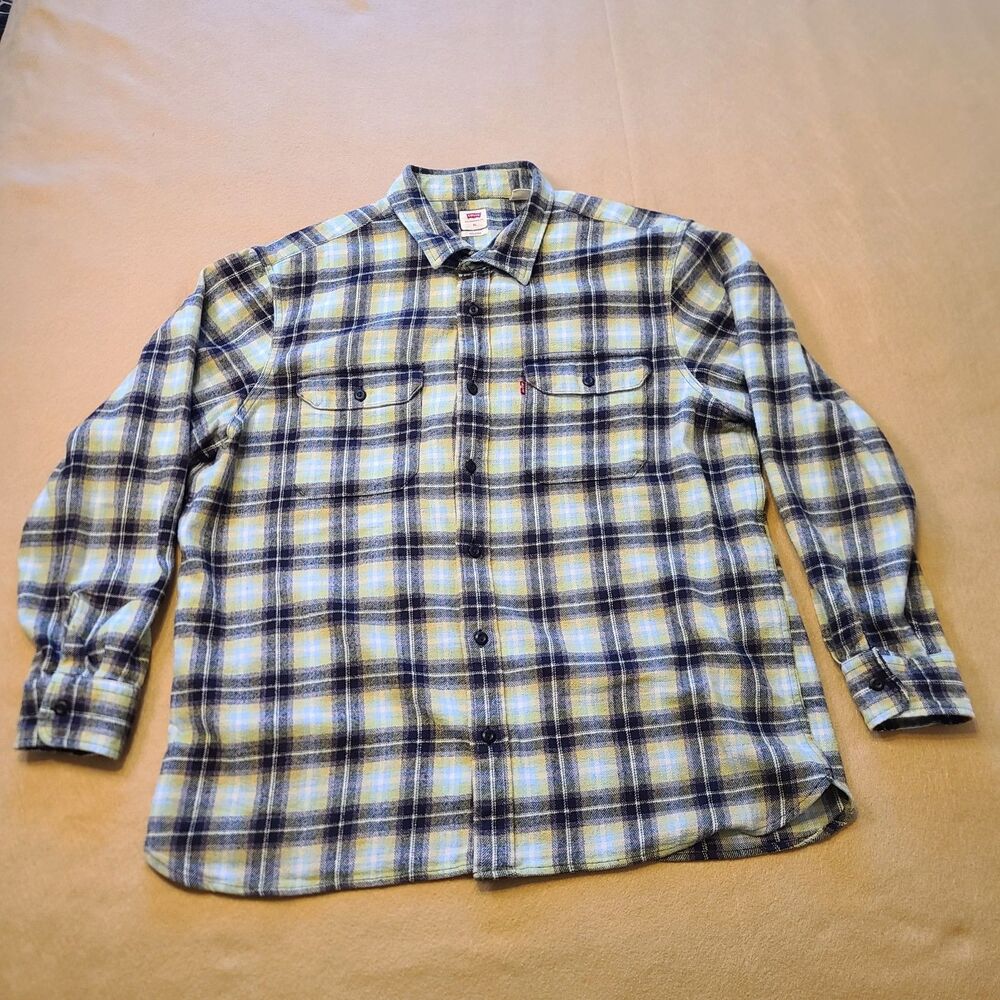 Levi's The Worker Relaxed Fit Men`s Long Sleeve Warm Flannel Shirt Size XL Plaid